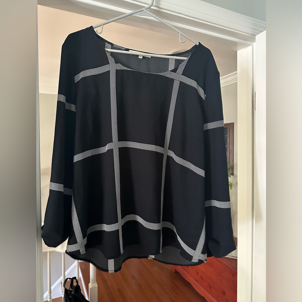 41 Hawthorn Black and White Grid Blouse